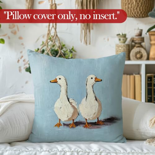 Blue Goose Throw Pillow Covers, Goose Nursery Decor, Rustic Farmhouse Farm Animal Decorative Pillowcases Cushion Cases for Home Kids Nursery Bedroom Room Decor, 18x18 Pillow Covers - color: Animal_21