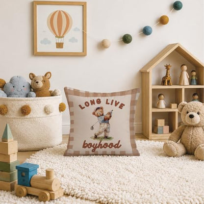 Kids Pillow Cover Long Live Boyhood - color: White-boyhood