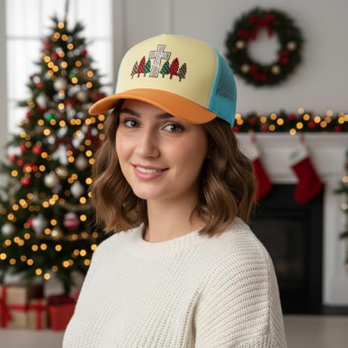 Embroidered Baseball Cap for Women - 2025 Trendy hat Adjustable Breathable Summer Beach Hat Christmas - color: Christian Jesus Cross