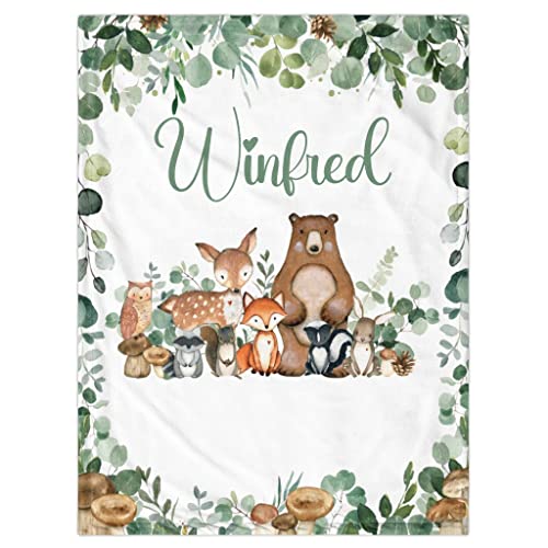 Personalized Baby Blanket for Boys, Custom Baby Blanket with Name Super Soft Personalized Name Blankets for Kids, Custom Animals Blankets for Infant Toddler, Babys Gifts for Birthday - color: Forest Animals