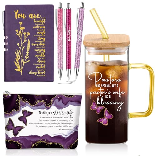 Watersay 6 Pcs Pastor Wife Appreciation Gifts Glass Cup Set, Purple - color: Purple