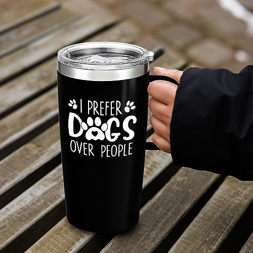 SANDJEST Funny Dog Tumbler with Handle 20oz Stainless Steel Insulated Coffee Travel Mug Cup Dogs Tumblers Dog Lovers Gifts for Men Women Birthday Christmas - color: Dog