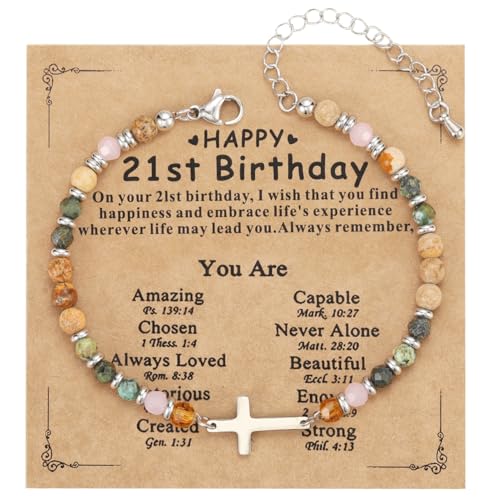 Emibele Christian Cross Bracelet for Women, Jewelry Gifts - style: Happy 21st