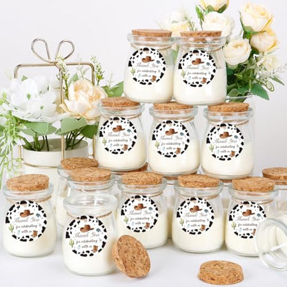 24Pcs Baby Shower Candle Cowboy Party Favors Lavender Scented Glass Jars Wax Candle Bulk with Thank You Cards Organza Bags for Guests Boy Girl Birthday Gender Reveal Gift Souvenirs (Cowboy, 24) - style: Cowboy