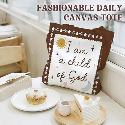 Bible Tote Bags Cute Christian Preppy Canvas Tote Bag Christian Gifts for Women Reusable Shopping Bags(Parent) - color: Child of God-1