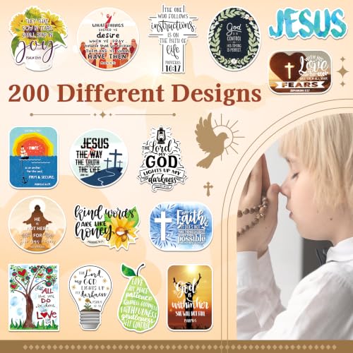 200 PCS Inspirational Christian Stickers, Bible Verse Jesus Decals
