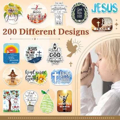 200 PCS Inspirational Christian Stickers, Bible Verse Jesus Decals