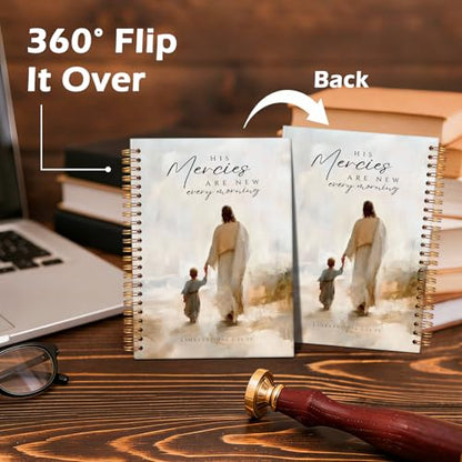 Christian Bible Spiral Notebook Journal, Christian Prayer Notebook for Women, His Mercies Are New Every Morning Church Hardcover Spiral Notebook for Women Man, 5.5x8.3 Inch - color: Jesus-2
