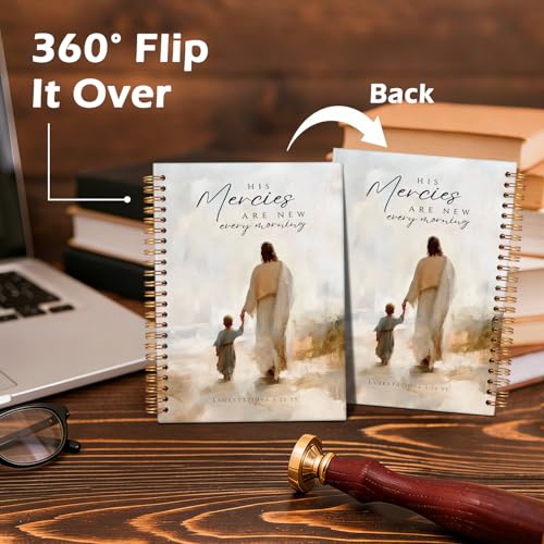 Christian Bible Spiral Notebook Journal, Christian Prayer Notebook for Women, His Mercies Are New Every Morning Church Hardcover Spiral Notebook for Women Man, 5.5x8.3 Inch - color: Jesus-2