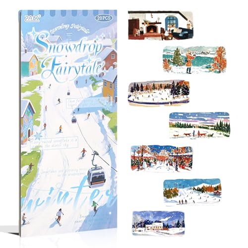 Winter Scenery Sticker Book, PET & Washi Stickers for Journaling - color: White-snowdrop Fairytale