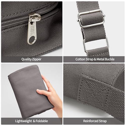 KALIDI Canvas Tote Bag Zipper Large Crossbody Shoulder Bag Messenger Bag - color: *Grey