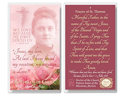 St. Therese of Lisieux The Little Flower Laminated Prayer Cards pack of 20