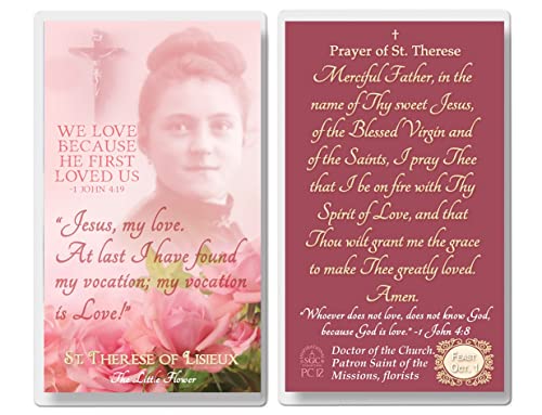 St. Therese of Lisieux The Little Flower Laminated Prayer Cards pack of 20