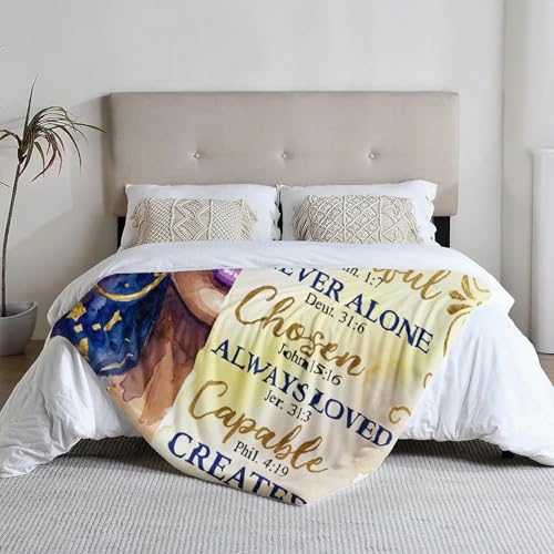 African American Black Girl Women Blanket - Christian Birthday Gifts Blanket- Inspirational Flannel Religious Spiritual Throw Blanket Home Decor 50x60inch - color: Hrmt3