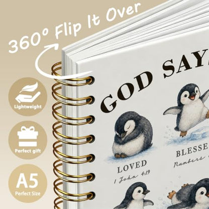 Penguin Gifts Cute Christian Notebook Bible Journal for Women Girls - color: Penguin Christian -(A5)