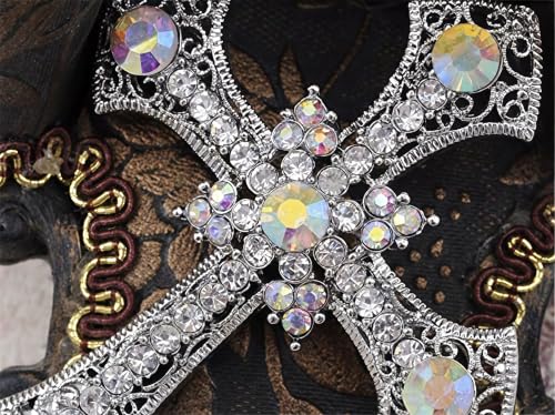 Cameo Brooch Vintage Silver Tone Lady Portrait Brooch Pins for Women Victorian Jewelry Crystal Rhinestone Brooches for Hat Scarf Collar Lapel Handbags Shawls for Christmas - color: cross-2 Pack