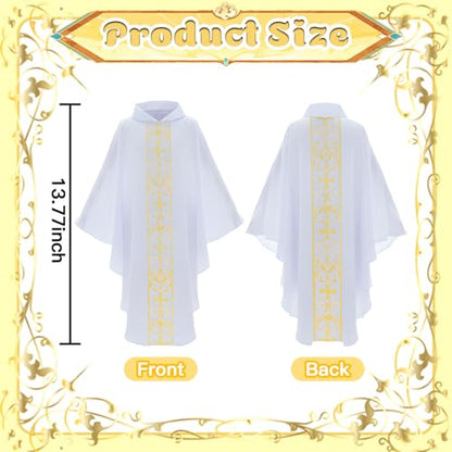 Clergy Vestments Chasuble Cross Robe Priest Cloak Church Mass - color: White