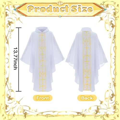 Clergy Vestments Chasuble Cross Robe Priest Cloak Church Mass - color: White