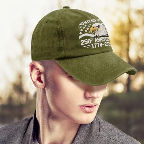 250th Anniversary 250 Years Freedoms Baseball Hat Running Embroidered Cap for - color: Army Green