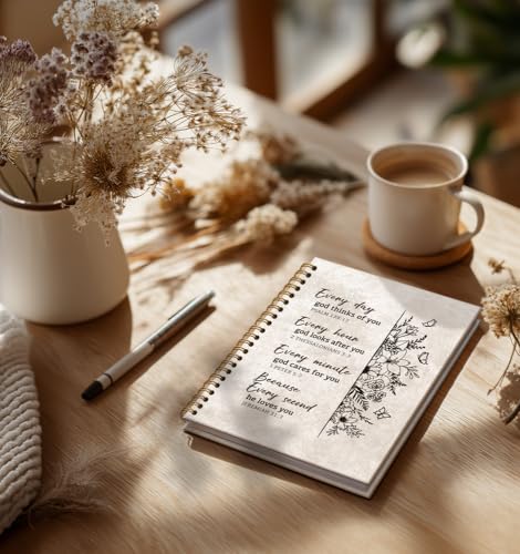 Christian Notebook For Women-Prayer Journal for Women Men,Inspirational Art Gifts for Church Members,Every Day Scripture Church Notes,Gold Spiral Bound Hardcover Bible Journaling,5.8"x8.3" - color: Bible Every