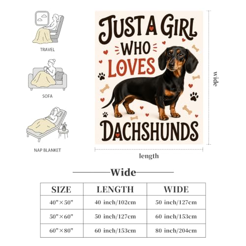 Dachshund Throw Blanket Just A Girl Who Loves Dachshunds Gifts 40''X50'' - color: Dachshund, size: 40''x50''