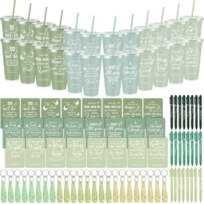 Hollowfly 24 Set/96 Pcs Christian Church Religious Gifts(Gradient Green) - color: Gradient Green