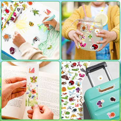 LINAYE 24 Sheets Cute Bug Insect Stickers for Kids, 960 Counts for Scrapbooking,Water Bottles,Envelopes,Laptop Lovely Insect Stickers for Classroom Boys Girls - style: Cute Insect 24 Sheets