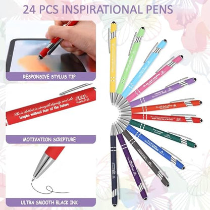 Faccito 48 Pcs Christian Bible Verse Notebooks with Pens Inspirational Notepads Scripture Ballpoint Pens Religious Easter Gifts Bulk for Women Church Gifts Basket Stuffers Supplies(Floral Style)