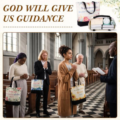 40 Pcs Christian Canvas Tote Bible Bag for Women - style: Floral