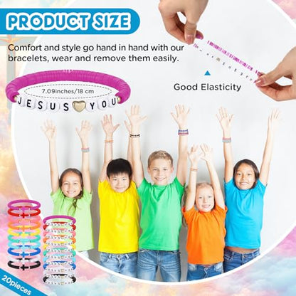Landical 20 Pcs Cross Bracelets and Jesus Loves You Bracelet Bulk - color: Rainbow