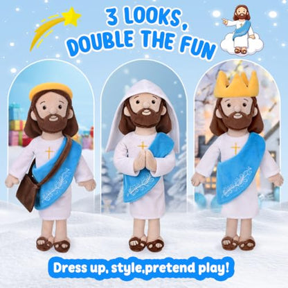 Jesus Plush, Dress Up Collectible Toy, Baptism, Easter - color: Blue