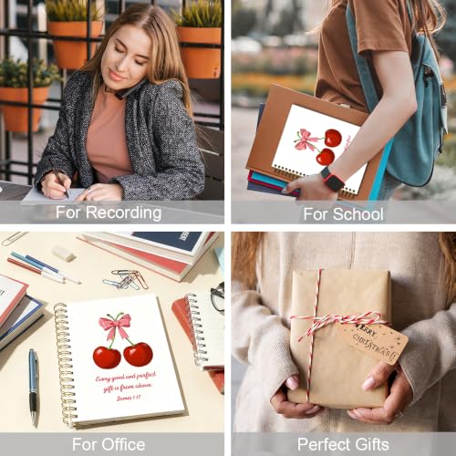 Every Good And Perfect Gift is From Above Spiral Notebook for Office, James 1:17 Bible Verse Journal, Cute Cherry Notebook, Christian Faith Gifts for Women Girls, Preppy Coquette School Supplies - style: Every Good