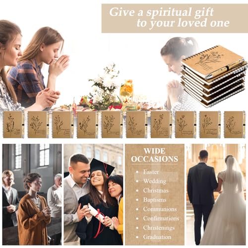 Resurhang 20 Sets Christian Gifts Bulk Bible Verse Spiral Notebook and Bamboo Pen Religious Journal Church Gifts for Grandparents Pastor Clergy Women Sunday School Teacher Members (Classic Style) - style: Classic Style