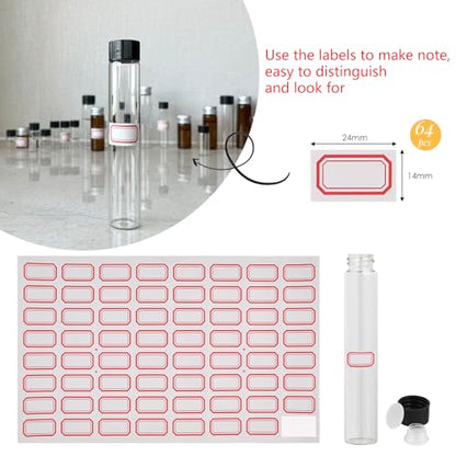 12PCS 30ml Clear Glass Small Vials with Screw Caps & Plastic Stoppers - size: 30ml