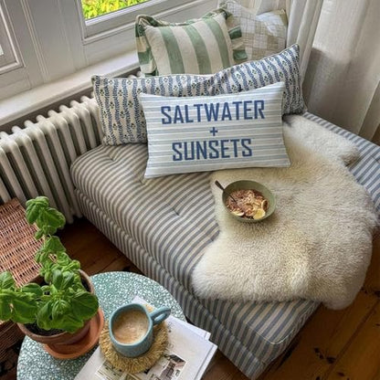 Blue Coastal Beach 12x20 Pillow Cover, Coastal Home Room Decor - color: 02-saltwater + Sunsets(white01)