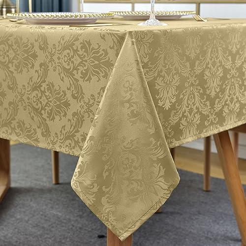 SASTYBALE Jacquard Tablecloth Rectangle 60 x 84 Inch, Gold - color: Gold, size: 84" x 60" (Rectangular)