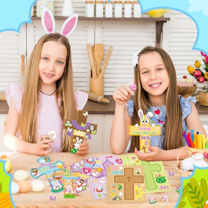 CY2SIDE Jesus Cross Face Sticker - 40PCS Make Your Own Jesus He is Risen Cross Sticker Craft Game for Kids Classroom Reward DIY Easter Party Favors for Kids Christian Sunday School Activities - style: Easter Cross