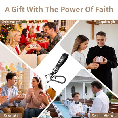 Christian Cross Keychain for Men and Women Faith Gift for Dad/Son/Husband/Loves/Friends on Christmas/Easter