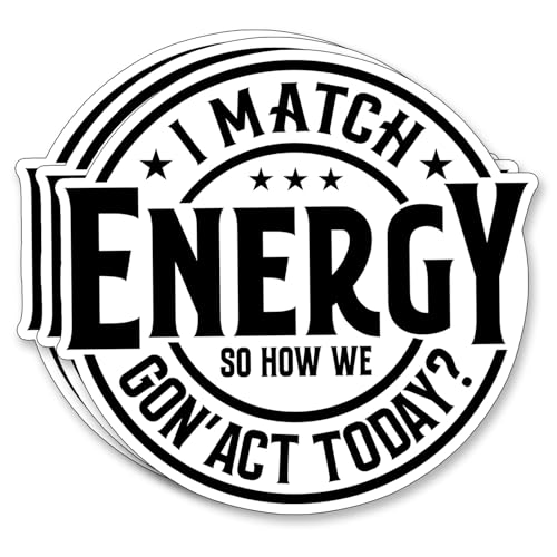 (3Pcs) I Match Energy So How We Gon' Act Today Sticker Funny Sayings Humorous Quotes Decorate Books Laptop Phone Water Bottles Kindles Tumbler Waterproof Vinyl Stickers 3" Inch - color: I Match Energy So How We Gon' Act Today