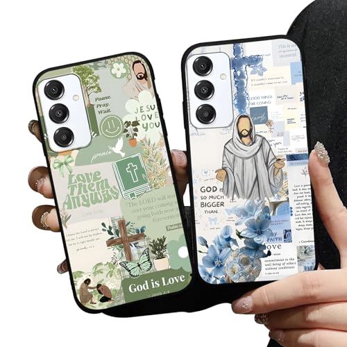 2 Pack Jesus God Collage Phone Case for Samsung Galaxy A16 5G 6.7", Blue Green Christian Bible Verse Quotes Flower Design Cases for Girls Boy, Soft TPU Slim Protective Cases for Samsung A16 - color: Jesus Collage, size: for Samsung Galaxy A16 5G