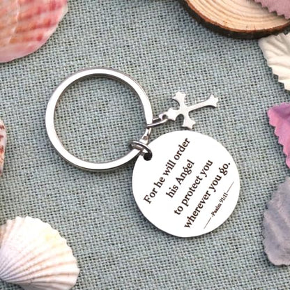 Bible Verse Gifts Keychain, Christian Bible Keychains, Christian Keychain Gifts - color: Bible-for He Will Order His Angel