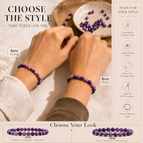 Cherry Tree Collection 100PCS 6mm Lace Agate Purple Round Bead Craft Kit - color: lace agate purple, size: 6mm