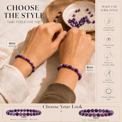 Cherry Tree Collection 100PCS 6mm Lace Agate Purple Round Bead Craft Kit - color: lace agate purple, size: 6mm