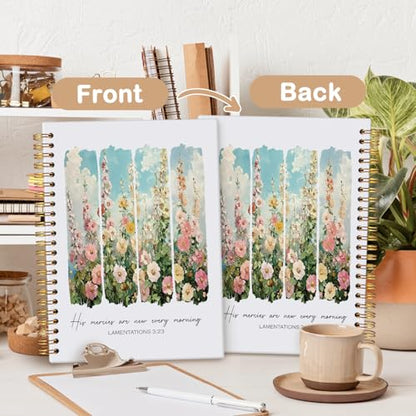MOFUYU Bible Christian Spiral Notebook for Women,Prayer Journal for Women - color: Jesus is the light-flower2