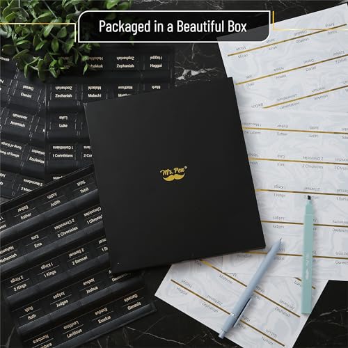 Mr. Pen- Catholic Leather Bible Tabs, 160 Tabs - color: Black Leather, White Paper
