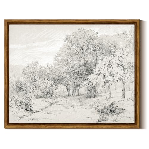 InSimSea Framed Canvas Wall Art, Forest Landscape Sketch Print, 10x8 Inch - color: Hard to Find Tree