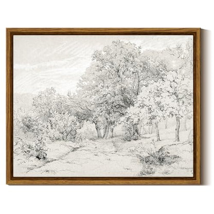 InSimSea Framed Canvas Wall Art, Forest Landscape Sketch Print, 10x8 Inch - color: Hard to Find Tree