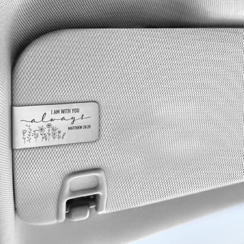 Matthew 28:20 Car Visor Clip, Christian Visor Clip for Women Men - color: Silver24