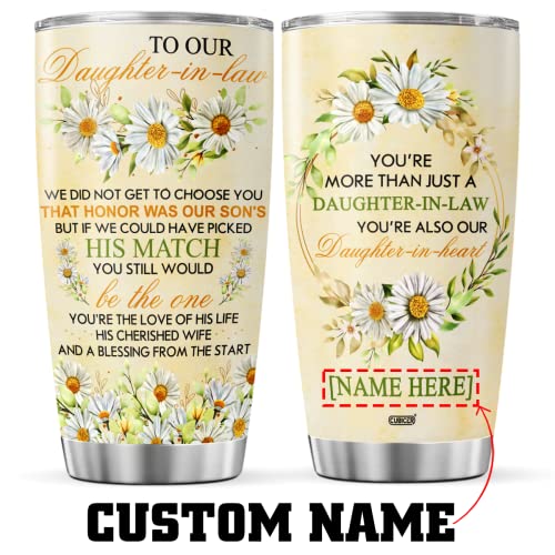 CUBICER Personalized Coffee Tumbler Cute Daisies Flowers Custom Name To Daughter In Law Insulated Travel Mug Inspirational Birthday Gifts For Women From Mom Stainless Steel Cups - color: Daisies