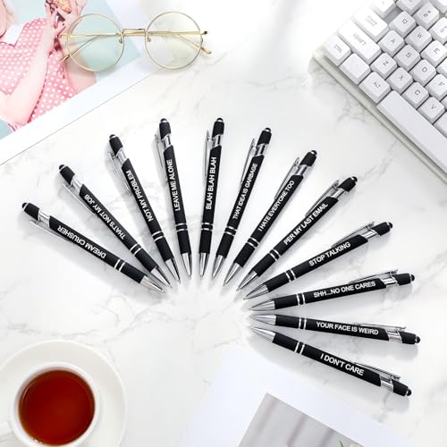 Zonon 12 Pcs Inspirational Pens, Motivational Ballpoint Pen Gifts for Women - color: Black, style: Negative Style